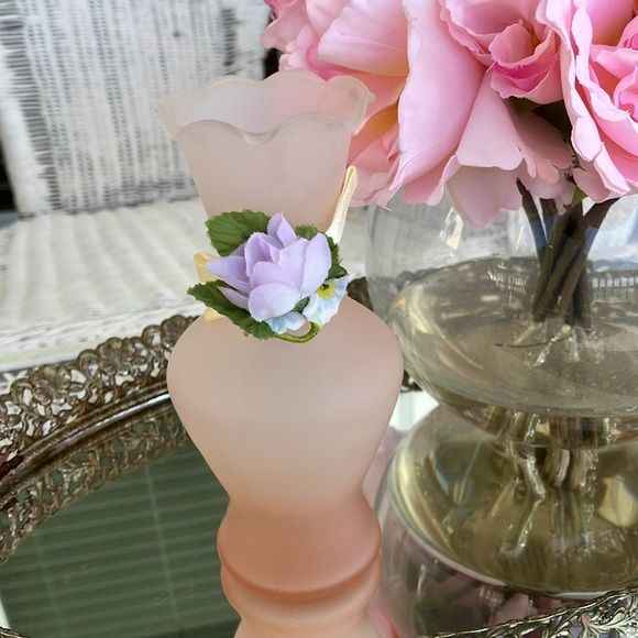 Vintage Porcelain & Frosted Glass Bud Vases - Picture 2 of 8